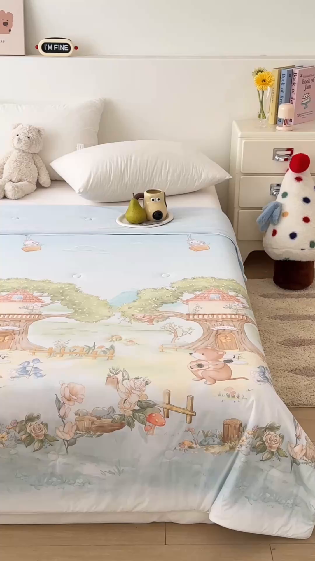 91家纺网 家纺一手货源 找家纺 朵希曼 2026春夏新款卡通锦氨凉感夏被夏凉被空调被 音乐树屋