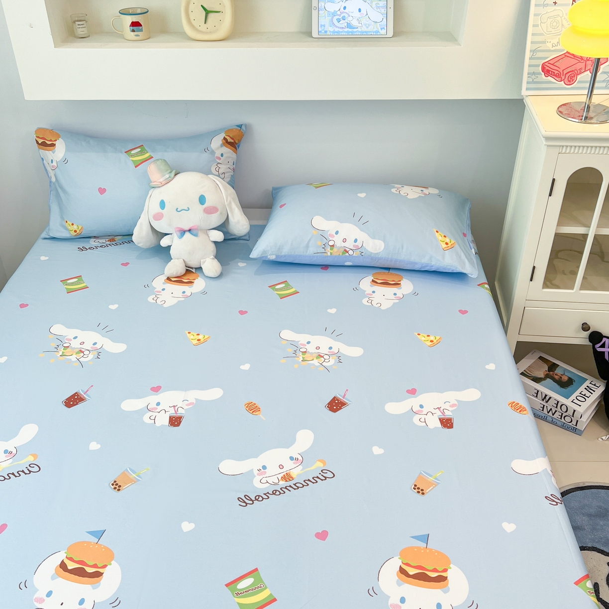 91家纺网 家纺一手货源 找家纺 孩子王家纺 2026新款卡通全棉纯棉正版授权小版三丽鸥系列单床笠床笠单件单品床笠（含防伪码） 汉堡大耳狗