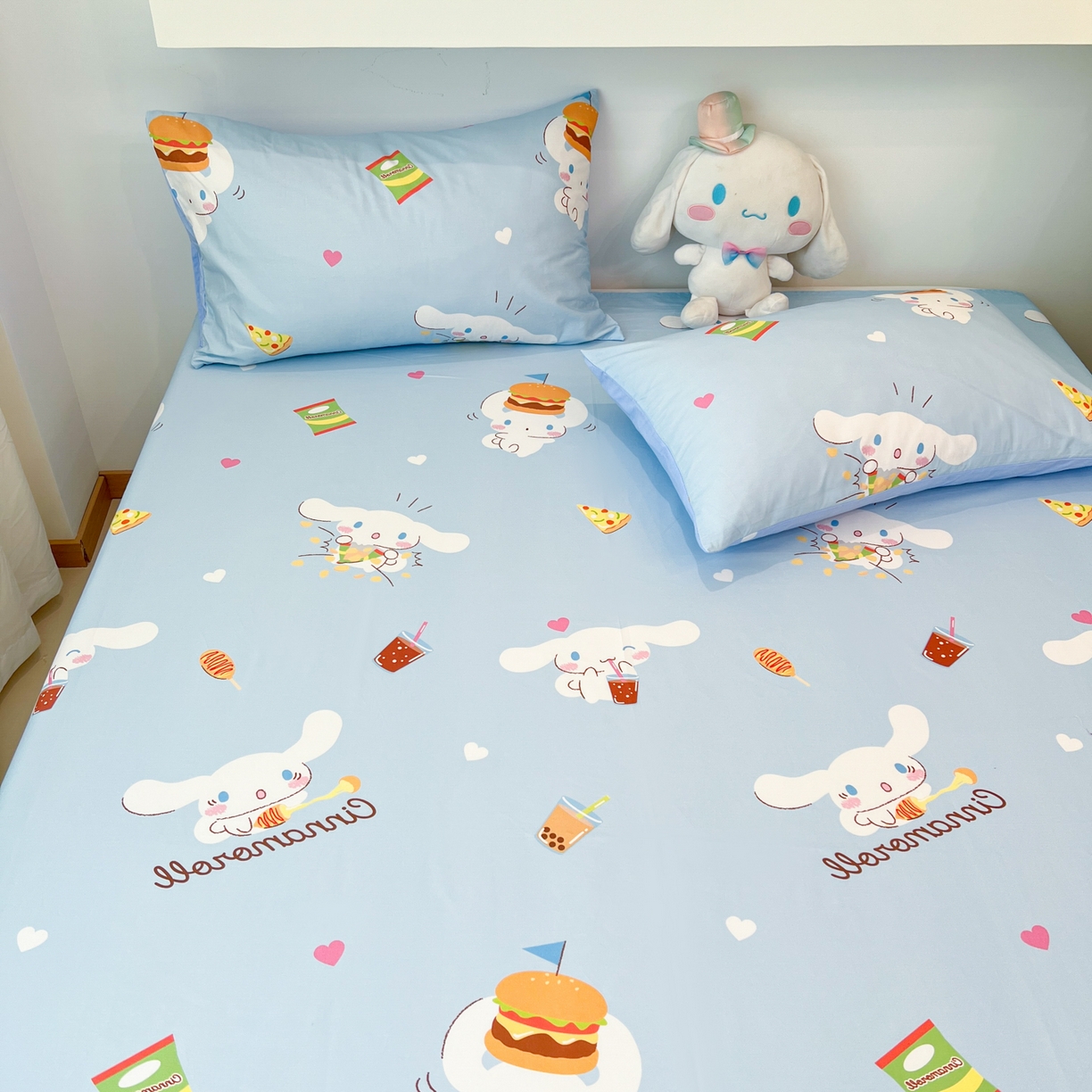 91家纺网 家纺一手货源 找家纺 孩子王家纺 2026新款卡通全棉纯棉正版授权小版三丽鸥系列单床笠床笠单件单品床笠（含防伪码） 汉堡大耳狗