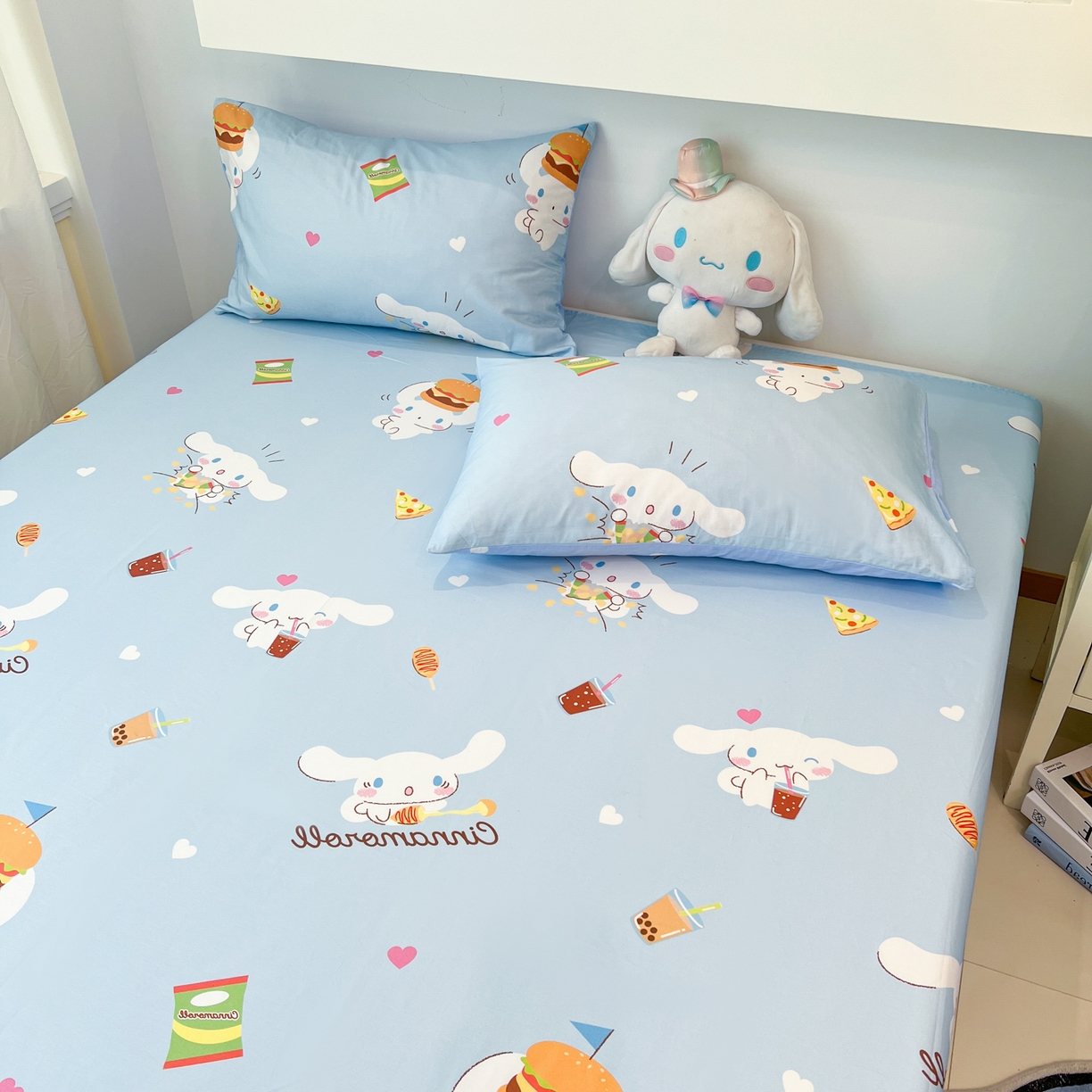 91家纺网 家纺一手货源 找家纺 孩子王家纺 2026新款卡通全棉纯棉正版授权小版三丽鸥系列单床笠床笠单件单品床笠（含防伪码） 汉堡大耳狗