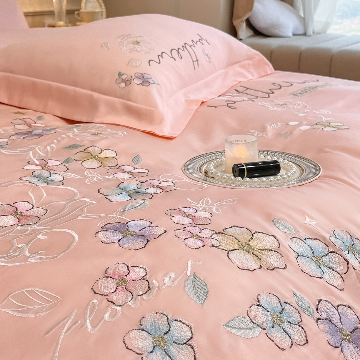 91家纺网 家纺一手货源 找家纺 （总）博纳家纺 2026春夏新款13372全棉纯棉绣花四件套-奈雪