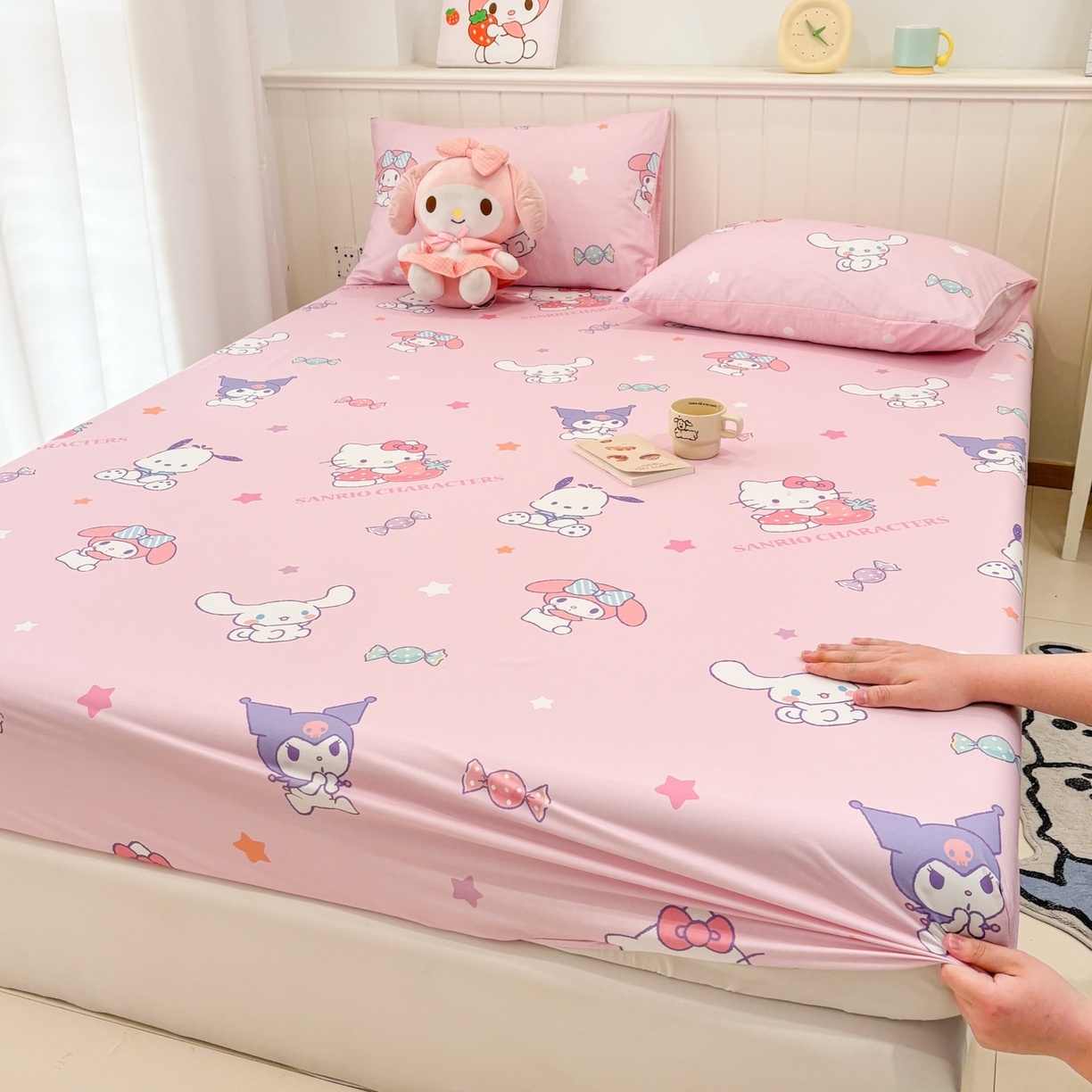 91家纺网 家纺一手货源 找家纺 （总）孩子王家纺 2026新款卡通全棉纯棉正版授权小版三丽鸥系列单床笠床笠单件单品床笠（含防伪码）