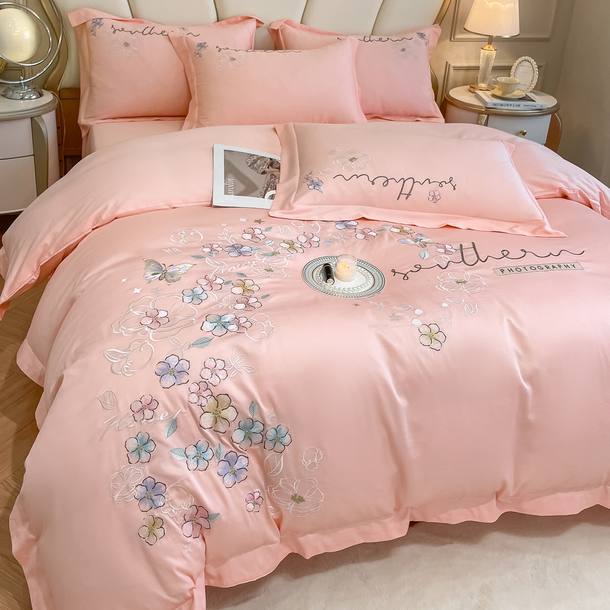 91家纺网 家纺一手货源 找家纺 （总）博纳家纺 2026春夏新款13372全棉纯棉绣花四件套-奈雪