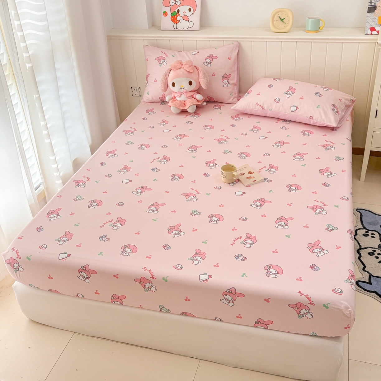 91家纺网 家纺一手货源 找家纺 孩子王家纺 2026新款卡通全棉纯棉正版授权小版三丽鸥系列单床笠床笠单件单品床笠（含防伪码） 软糖美乐蒂