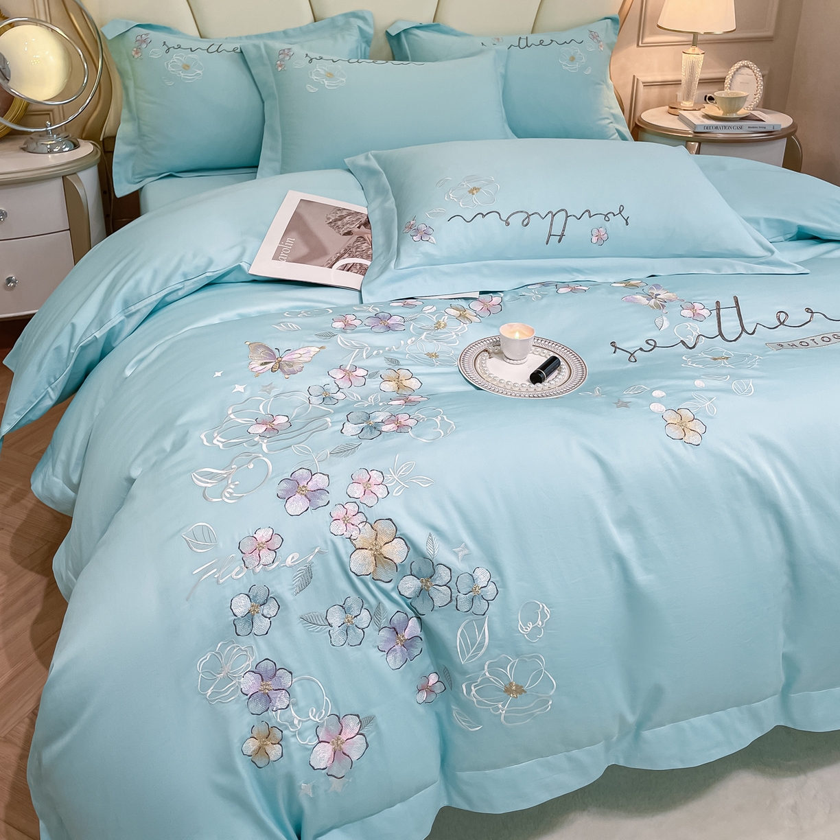 91家纺网 家纺一手货源 找家纺 （总）博纳家纺 2026春夏新款13372全棉纯棉绣花四件套-奈雪