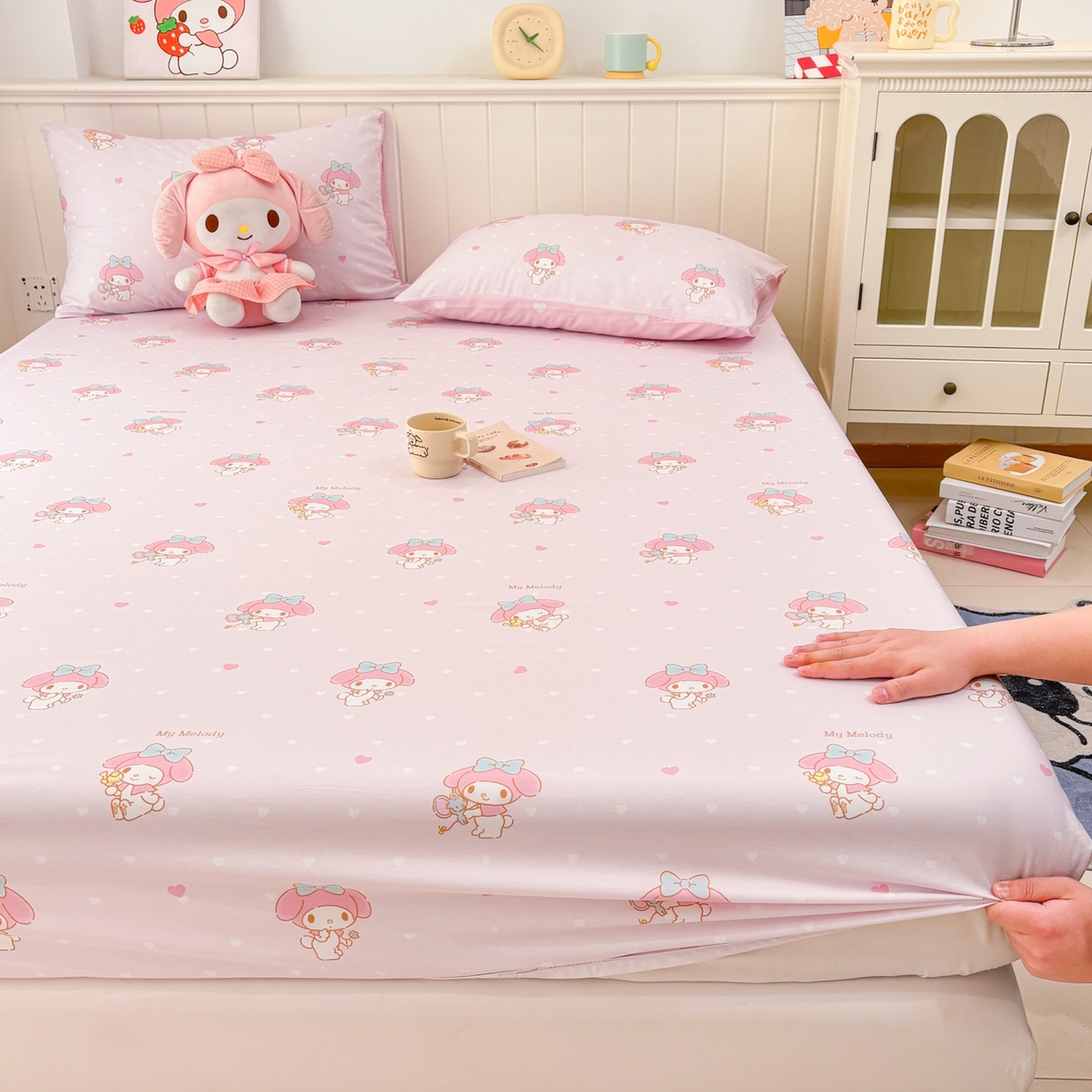 91家纺网 家纺一手货源 找家纺 孩子王家纺 2026新款卡通全棉纯棉正版授权小版三丽鸥系列单床笠床笠单件单品床笠（含防伪码） 真爱美乐蒂