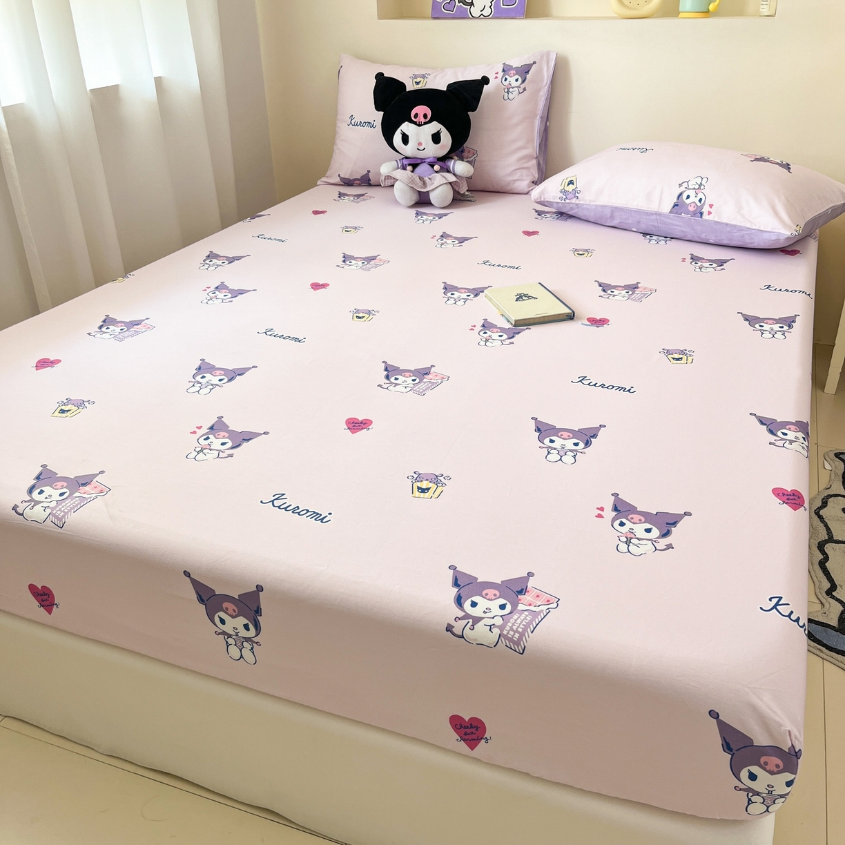 91家纺网 家纺一手货源 找家纺 孩子王家纺 2026新款卡通全棉纯棉正版授权小版三丽鸥系列单床笠床笠单件单品床笠（含防伪码） 梦幻库洛米