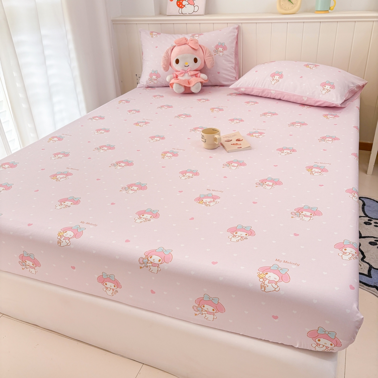 91家纺网 家纺一手货源 找家纺 孩子王家纺 2026新款卡通全棉纯棉正版授权小版三丽鸥系列单床笠床笠单件单品床笠（含防伪码） 真爱美乐蒂