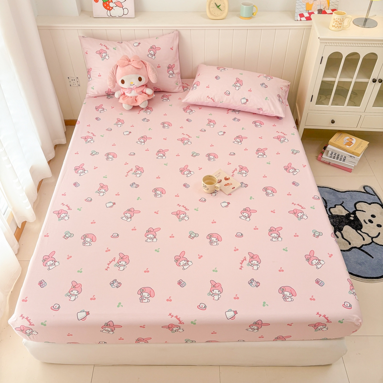 91家纺网 家纺一手货源 找家纺 孩子王家纺 2026新款卡通全棉纯棉正版授权小版三丽鸥系列单床笠床笠单件单品床笠（含防伪码） 软糖美乐蒂