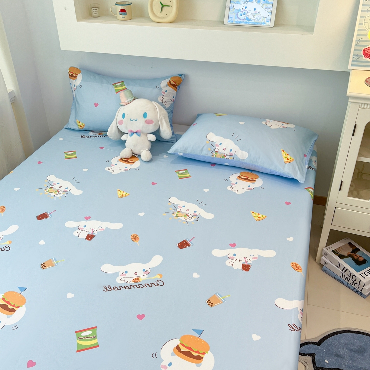 91家纺网 家纺一手货源 找家纺 孩子王家纺 2026新款卡通全棉纯棉正版授权小版三丽鸥系列单床笠床笠单件单品床笠（含防伪码） 汉堡大耳狗