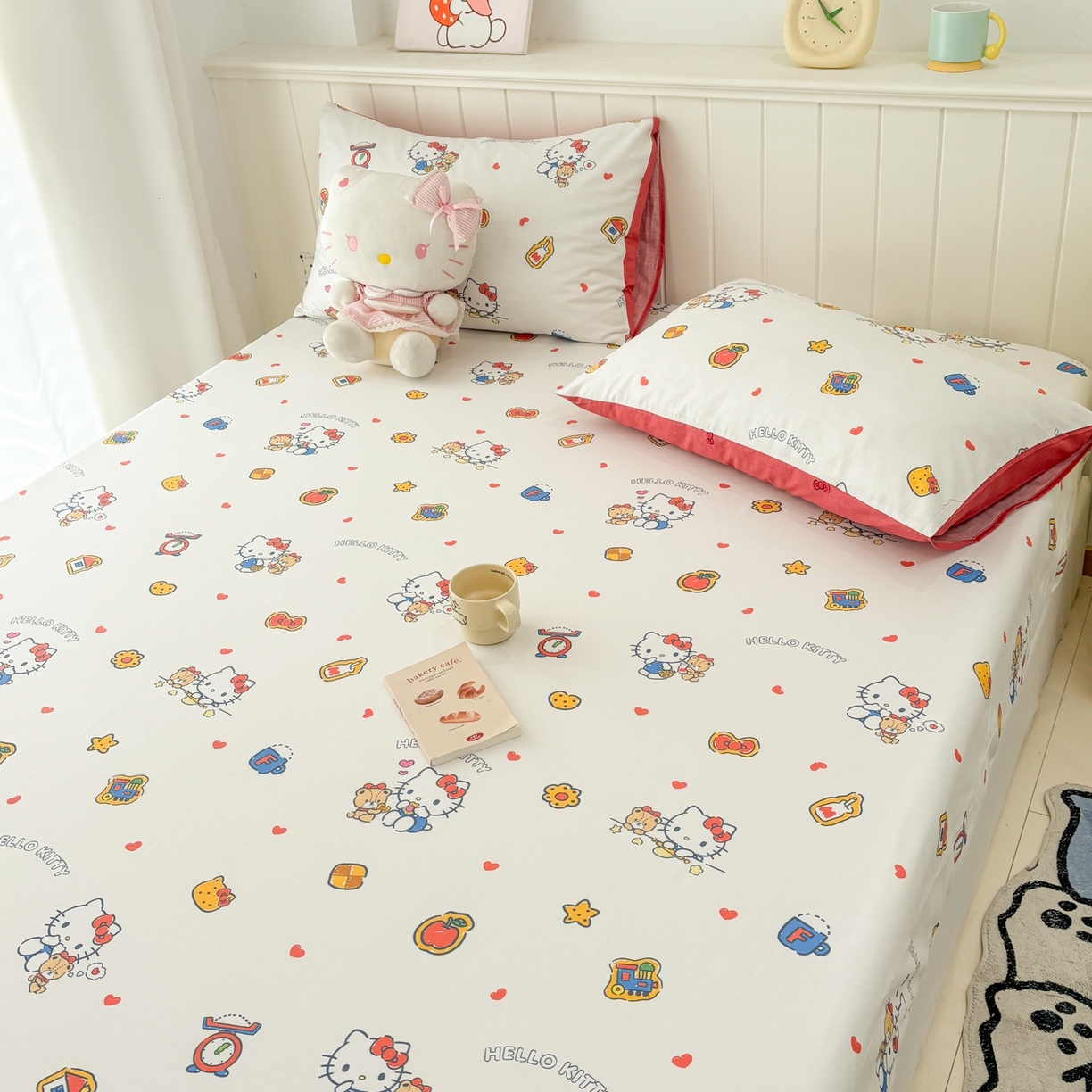 91家纺网 家纺一手货源 找家纺 孩子王家纺 2026新款卡通全棉纯棉正版授权小版三丽鸥系列单床笠床笠单件单品床笠（含防伪码） 多彩kt