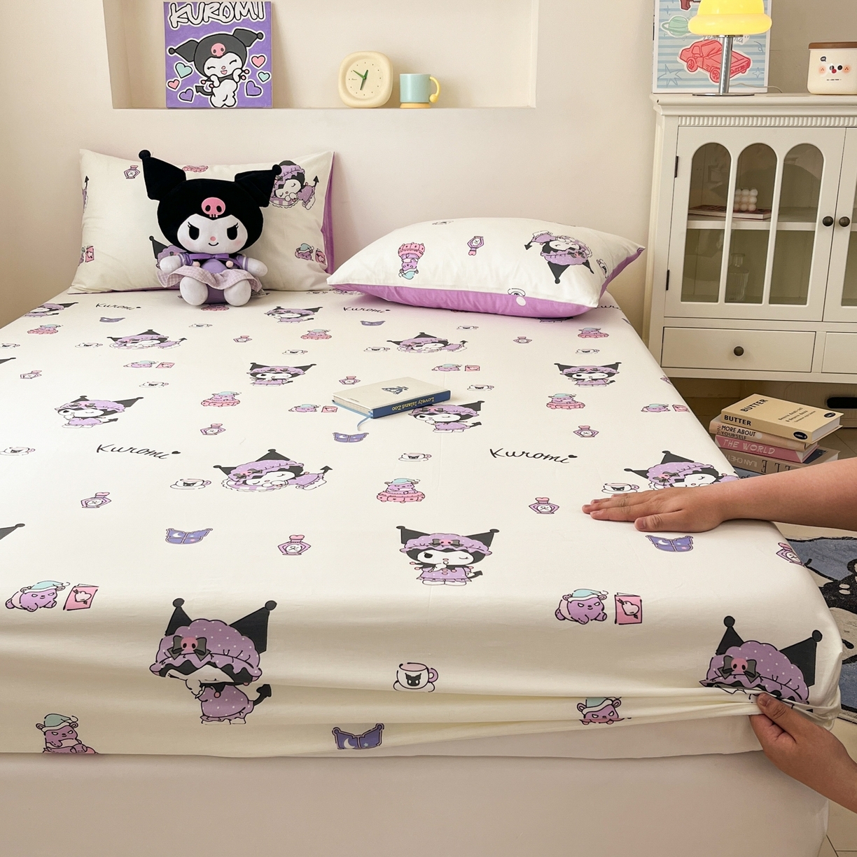 91家纺网 家纺一手货源 找家纺 孩子王家纺 2026新款卡通全棉纯棉正版授权小版三丽鸥系列单床笠床笠单件单品床笠（含防伪码） 布丁库洛米