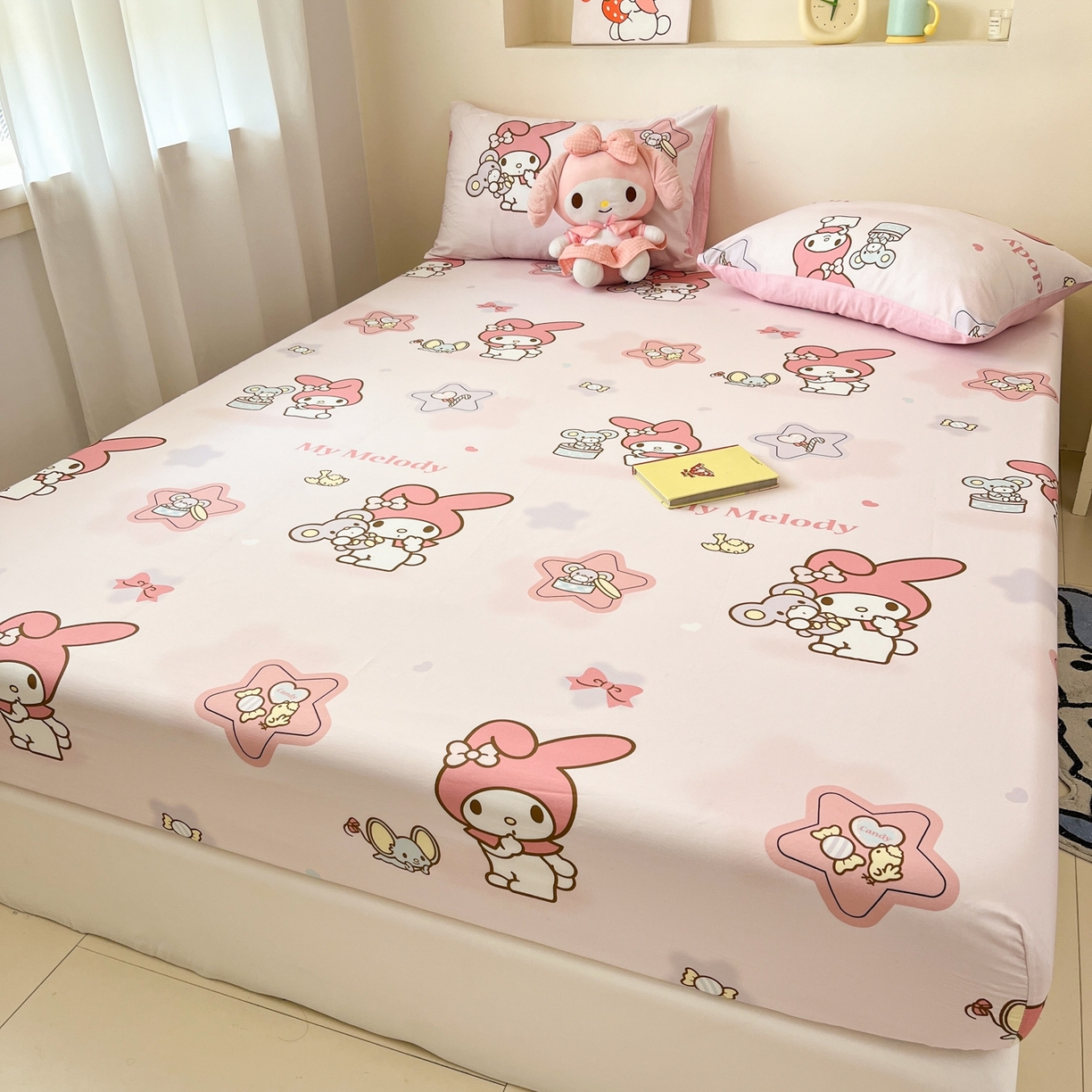91家纺网 家纺一手货源 找家纺 孩子王家纺 2026新款卡通全棉纯棉正版授权小版三丽鸥系列单床笠床笠单件单品床笠（含防伪码） 纯真美乐蒂