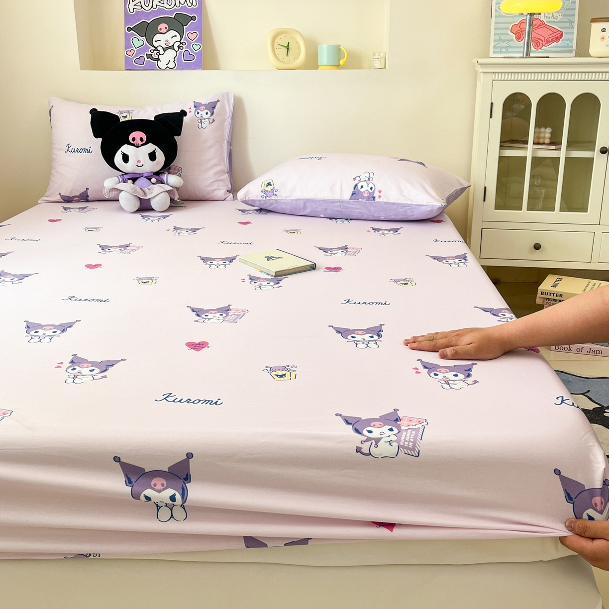 91家纺网 家纺一手货源 找家纺 孩子王家纺 2026新款卡通全棉纯棉正版授权小版三丽鸥系列单床笠床笠单件单品床笠（含防伪码） 梦幻库洛米