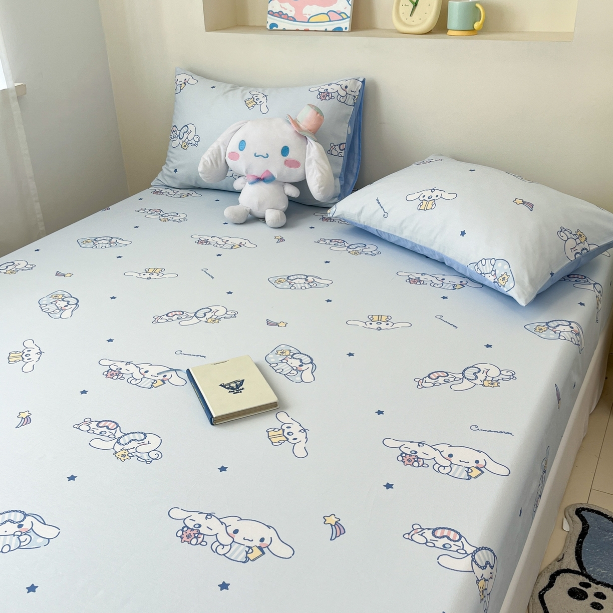 91家纺网 家纺一手货源 找家纺 孩子王家纺 2026新款卡通全棉纯棉正版授权小版三丽鸥系列单床笠床笠单件单品床笠（含防伪码） 晚安大耳狗