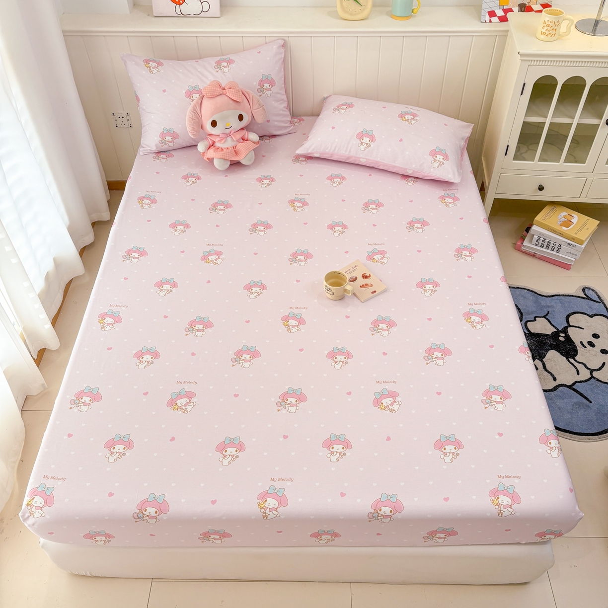 91家纺网 家纺一手货源 找家纺 孩子王家纺 2026新款卡通全棉纯棉正版授权小版三丽鸥系列单床笠床笠单件单品床笠（含防伪码） 真爱美乐蒂