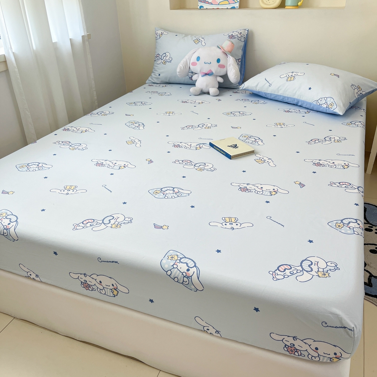 91家纺网 家纺一手货源 找家纺 孩子王家纺 2026新款卡通全棉纯棉正版授权小版三丽鸥系列单床笠床笠单件单品床笠（含防伪码） 晚安大耳狗
