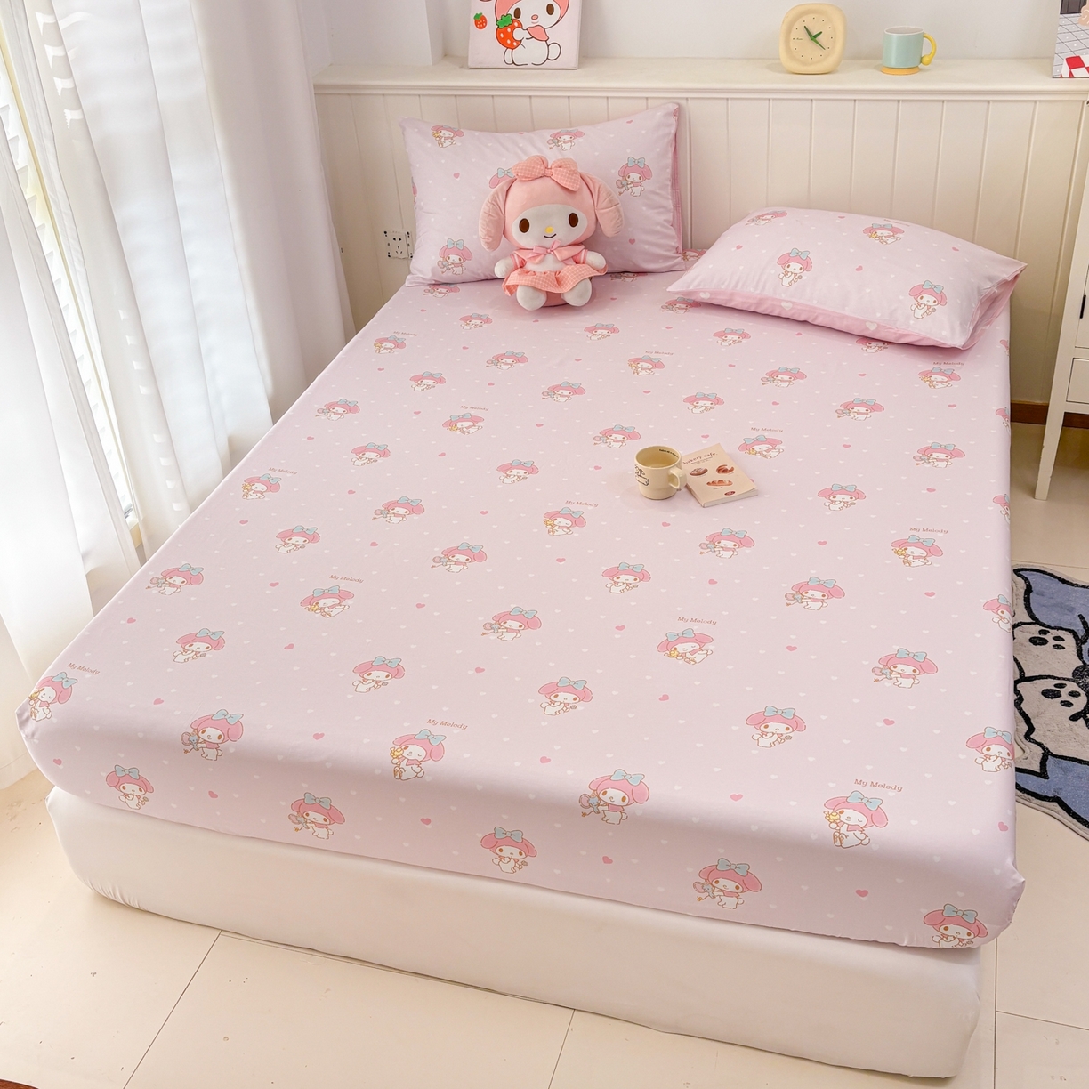 91家纺网 家纺一手货源 找家纺 孩子王家纺 2026新款卡通全棉纯棉正版授权小版三丽鸥系列单床笠床笠单件单品床笠（含防伪码） 真爱美乐蒂