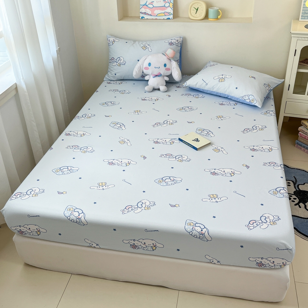 91家纺网 家纺一手货源 找家纺 孩子王家纺 2026新款卡通全棉纯棉正版授权小版三丽鸥系列单床笠床笠单件单品床笠（含防伪码） 晚安大耳狗