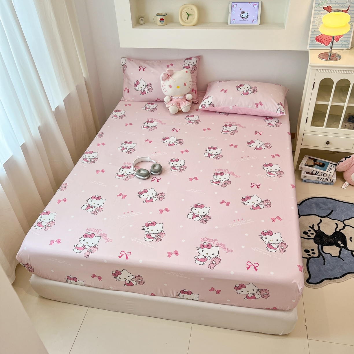 91家纺网 家纺一手货源 找家纺 孩子王家纺 2026新款卡通全棉纯棉正版授权小版三丽鸥系列单床笠床笠单件单品床笠（含防伪码） 甜甜kt