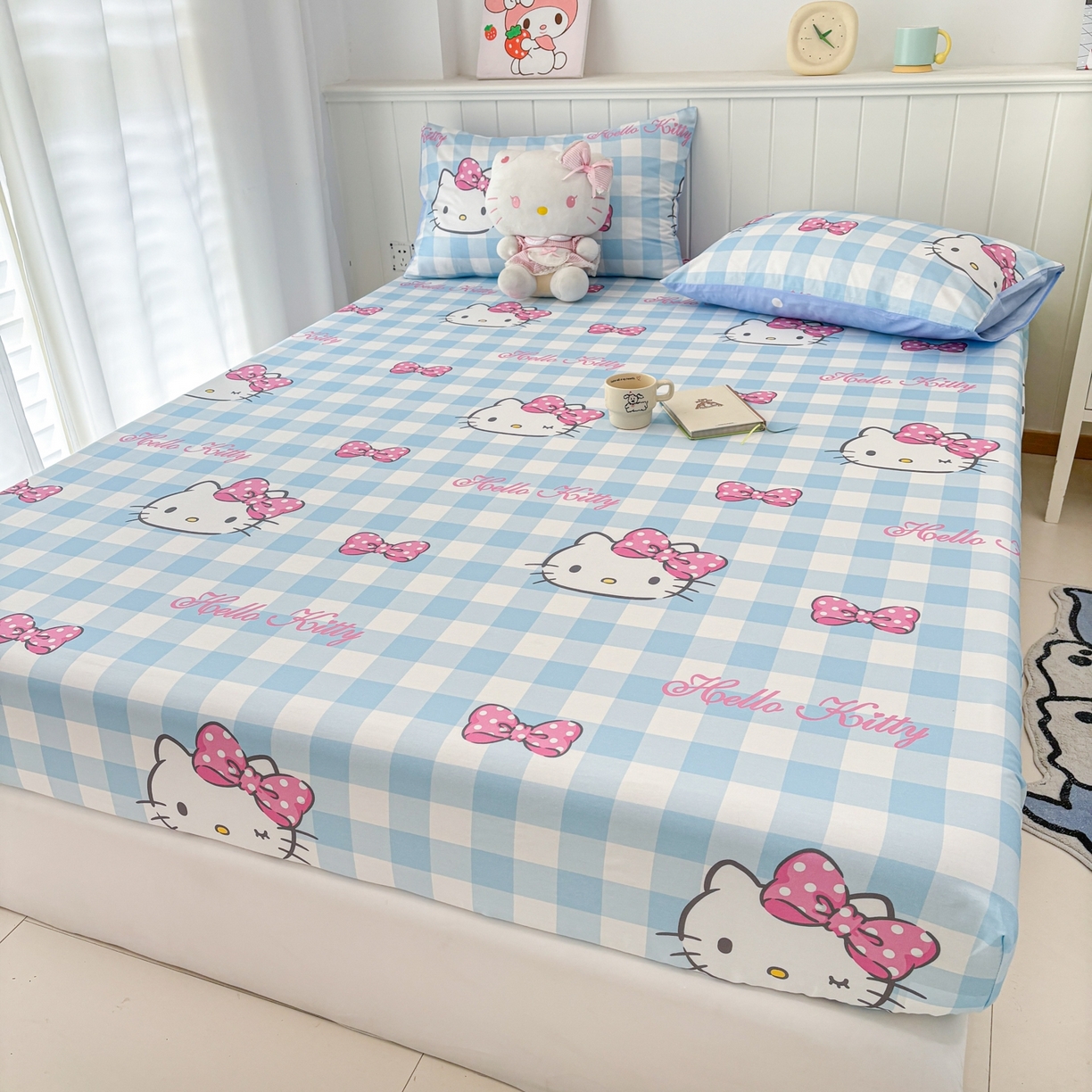 91家纺网 家纺一手货源 找家纺 孩子王家纺 2026新款卡通全棉纯棉正版授权小版三丽鸥系列单床笠床笠单件单品床笠（含防伪码） 甜美kt