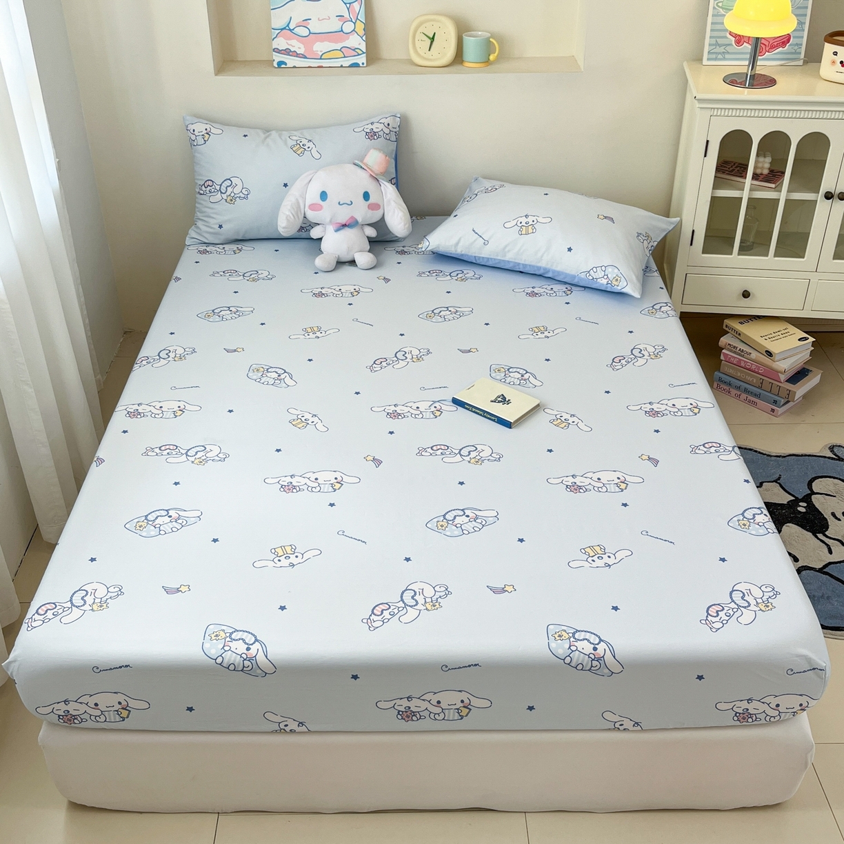 91家纺网 家纺一手货源 找家纺 孩子王家纺 2026新款卡通全棉纯棉正版授权小版三丽鸥系列单床笠床笠单件单品床笠（含防伪码） 晚安大耳狗