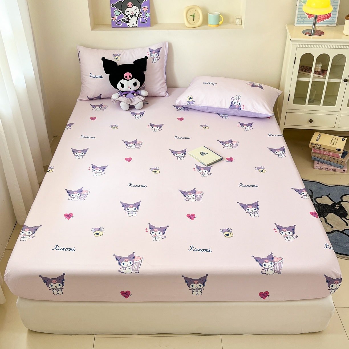 91家纺网 家纺一手货源 找家纺 孩子王家纺 2026新款卡通全棉纯棉正版授权小版三丽鸥系列单床笠床笠单件单品床笠（含防伪码） 梦幻库洛米