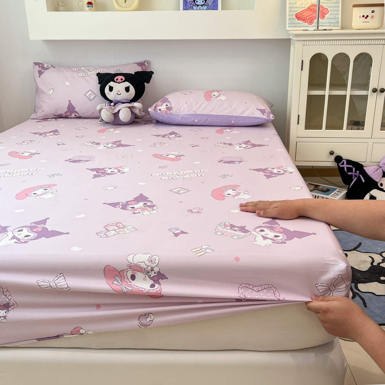91家纺网 家纺一手货源 找家纺 孩子王家纺 2026新款卡通全棉纯棉正版授权小版三丽鸥系列单床笠床笠单件单品床笠（含防伪码） 甜库伙伴