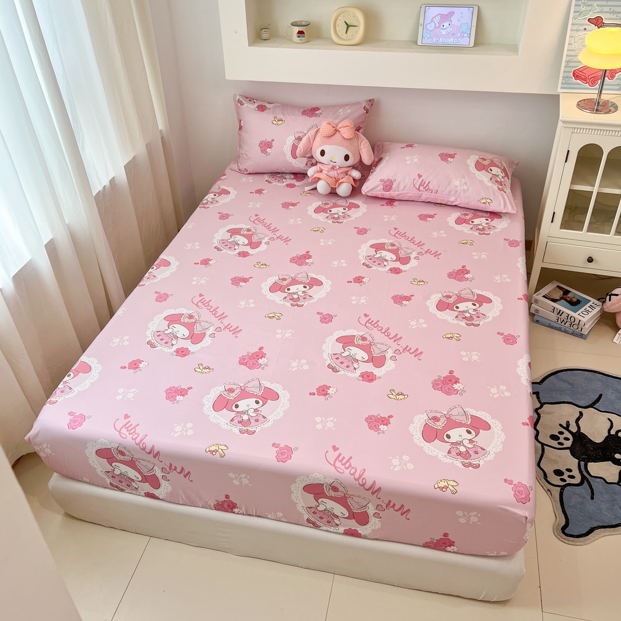 91家纺网 家纺一手货源 找家纺 孩子王家纺 2026新款卡通全棉纯棉正版授权小版三丽鸥系列单床笠床笠单件单品床笠（含防伪码） 晚安美乐蒂