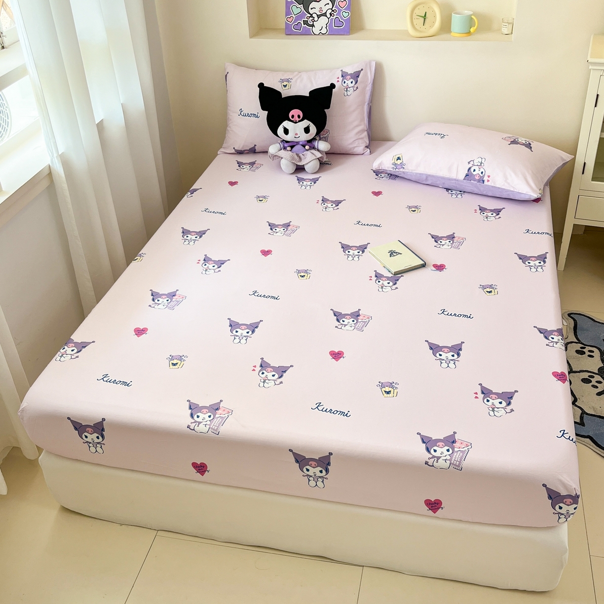 91家纺网 家纺一手货源 找家纺 孩子王家纺 2026新款卡通全棉纯棉正版授权小版三丽鸥系列单床笠床笠单件单品床笠（含防伪码） 梦幻库洛米