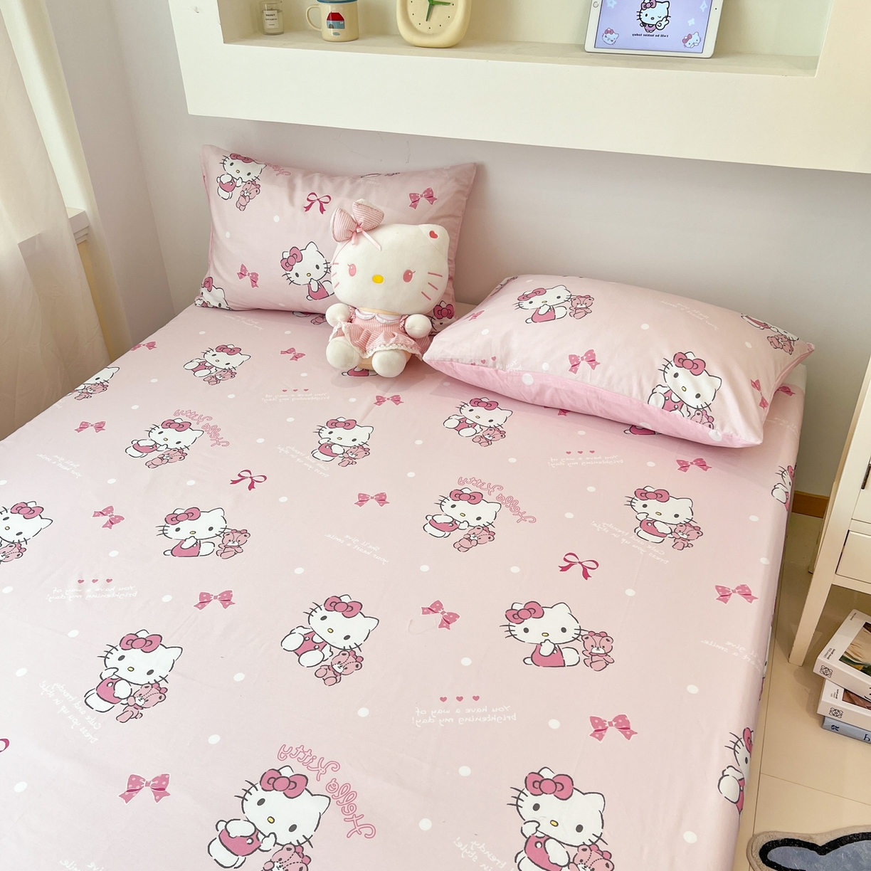 91家纺网 家纺一手货源 找家纺 孩子王家纺 2026新款卡通全棉纯棉正版授权小版三丽鸥系列单床笠床笠单件单品床笠（含防伪码） 甜甜kt