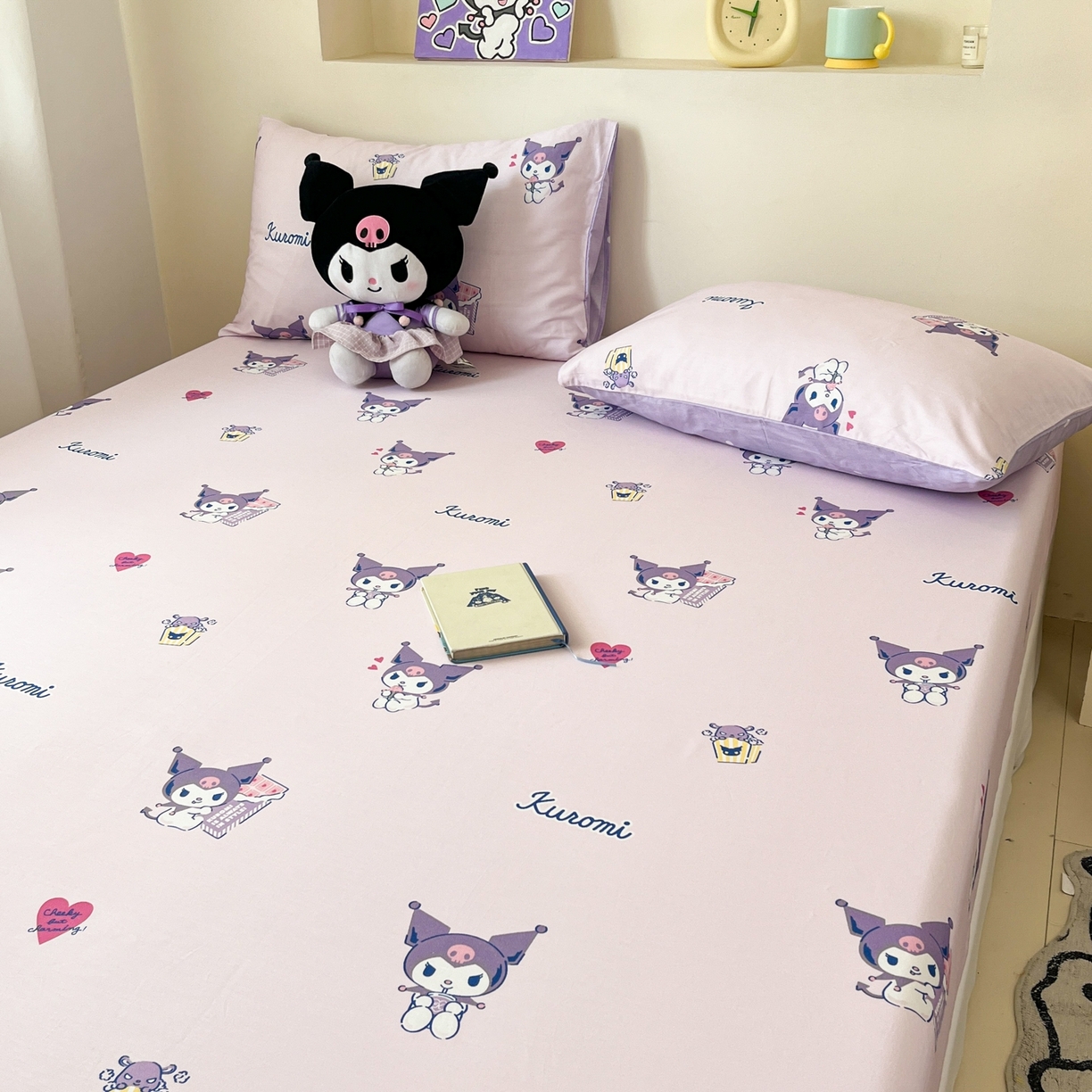 91家纺网 家纺一手货源 找家纺 孩子王家纺 2026新款卡通全棉纯棉正版授权小版三丽鸥系列单床笠床笠单件单品床笠（含防伪码） 梦幻库洛米