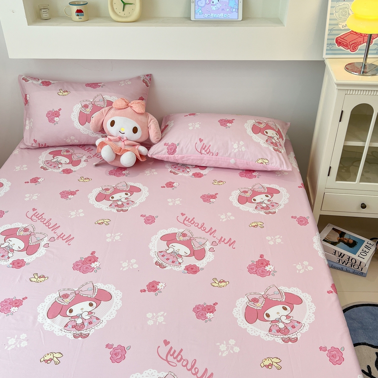 91家纺网 家纺一手货源 找家纺 孩子王家纺 2026新款卡通全棉纯棉正版授权小版三丽鸥系列单床笠床笠单件单品床笠（含防伪码） 晚安美乐蒂