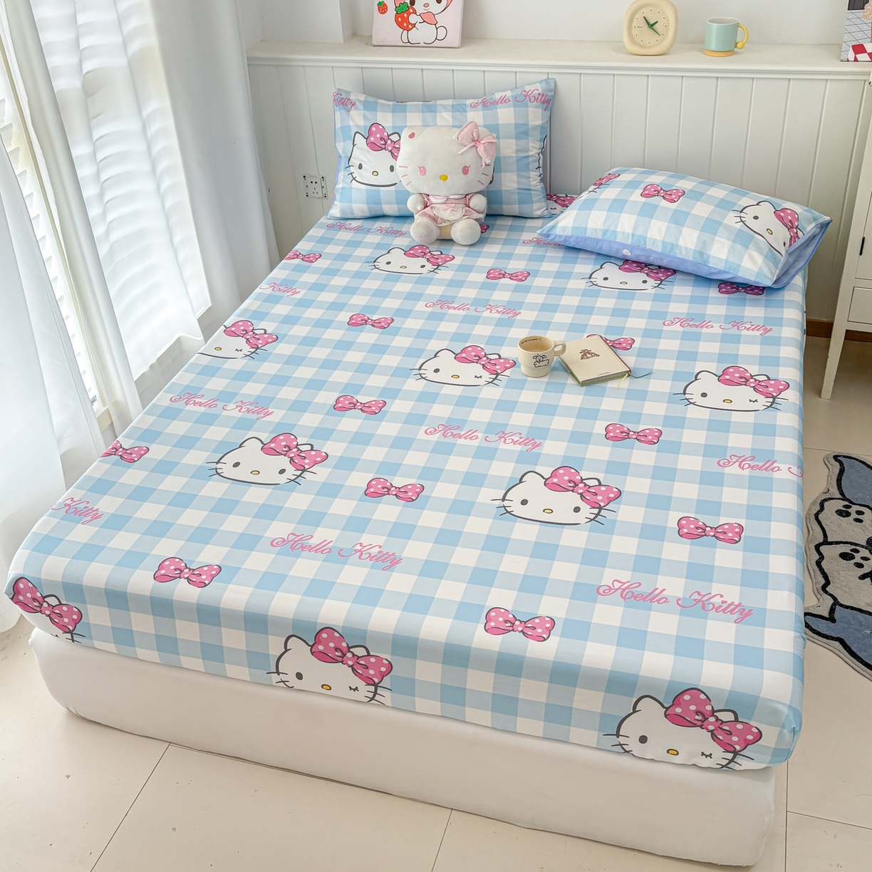 91家纺网 家纺一手货源 找家纺 孩子王家纺 2026新款卡通全棉纯棉正版授权小版三丽鸥系列单床笠床笠单件单品床笠（含防伪码） 甜美kt