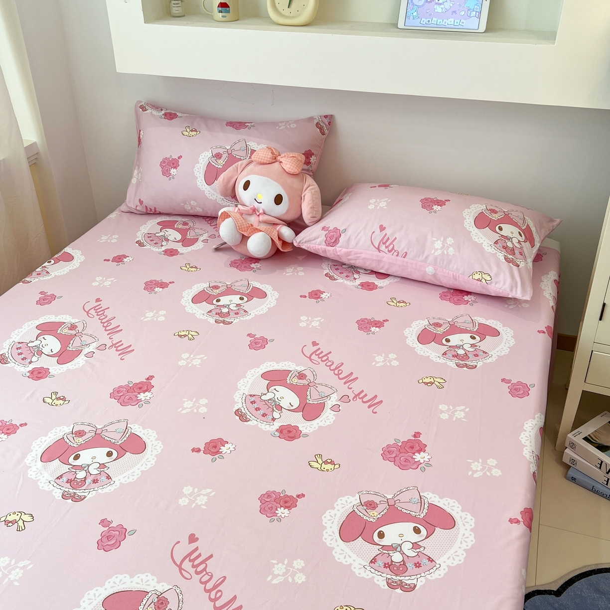 91家纺网 家纺一手货源 找家纺 孩子王家纺 2026新款卡通全棉纯棉正版授权小版三丽鸥系列单床笠床笠单件单品床笠（含防伪码） 晚安美乐蒂