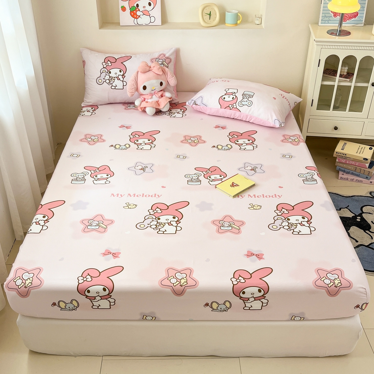 91家纺网 家纺一手货源 找家纺 孩子王家纺 2026新款卡通全棉纯棉正版授权小版三丽鸥系列单床笠床笠单件单品床笠（含防伪码） 纯真美乐蒂