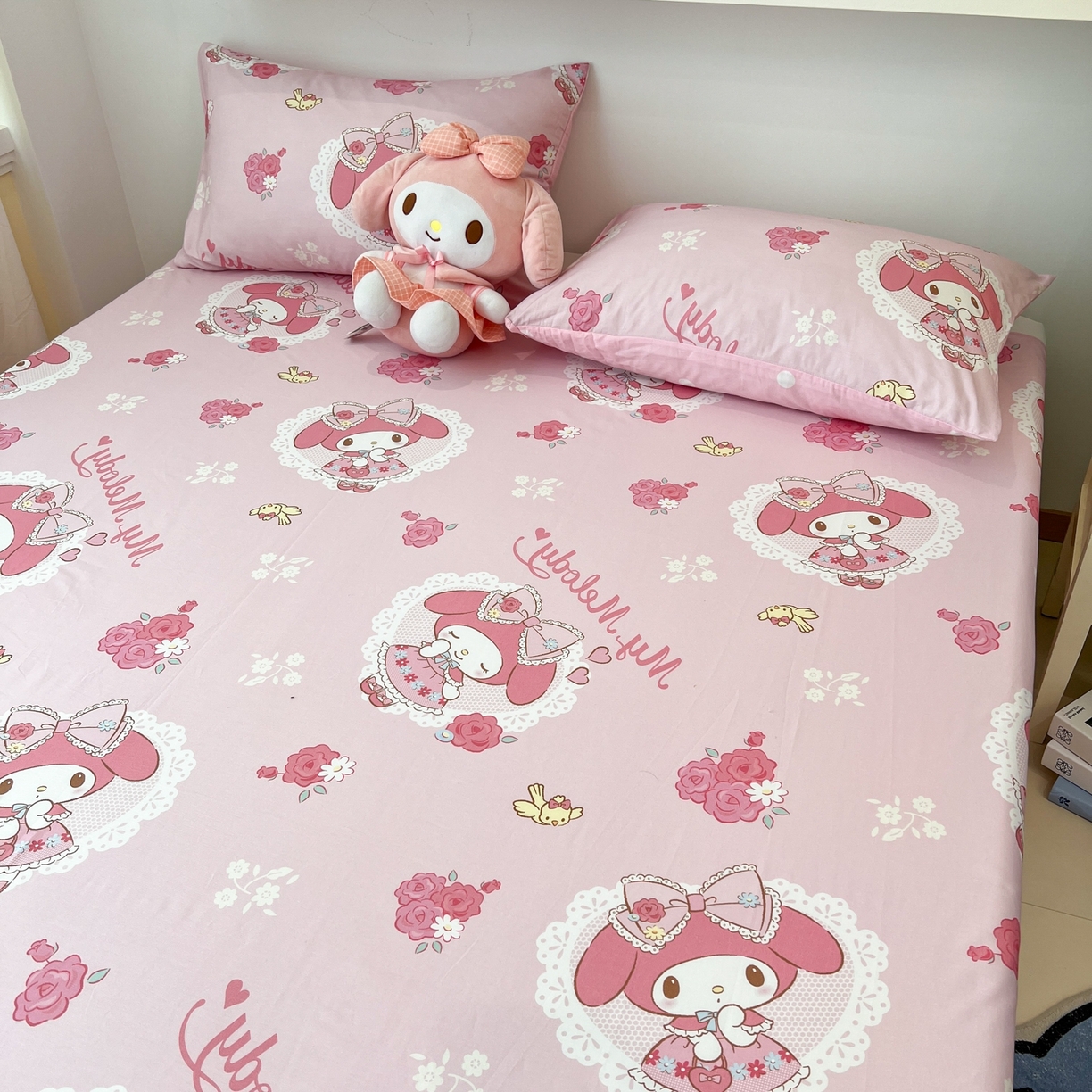 91家纺网 家纺一手货源 找家纺 孩子王家纺 2026新款卡通全棉纯棉正版授权小版三丽鸥系列单床笠床笠单件单品床笠（含防伪码） 晚安美乐蒂