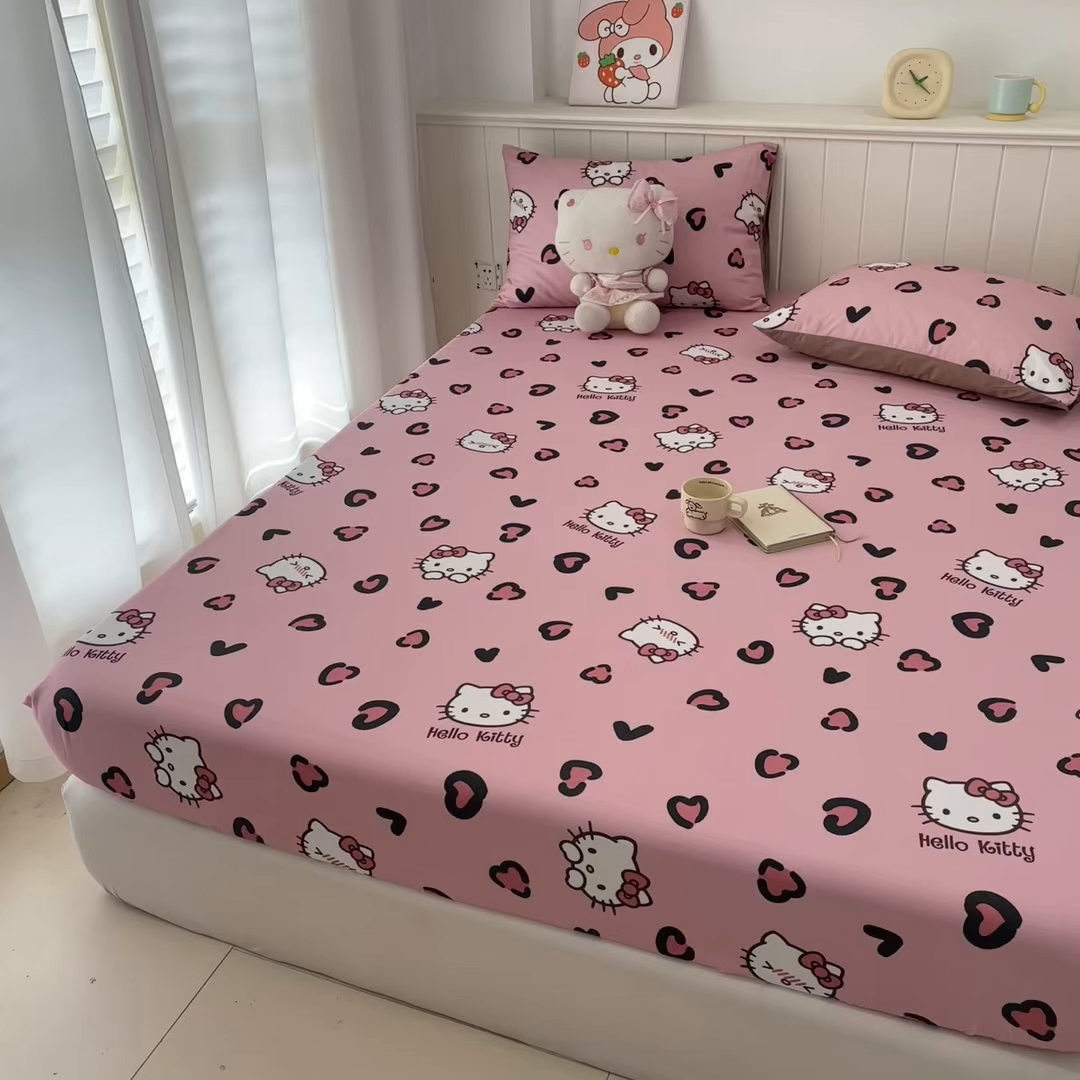 91家纺网 家纺一手货源 找家纺 孩子王家纺 2026新款卡通全棉纯棉正版授权小版三丽鸥系列单床笠床笠单件单品床笠（含防伪码） 粉豹kt甜心