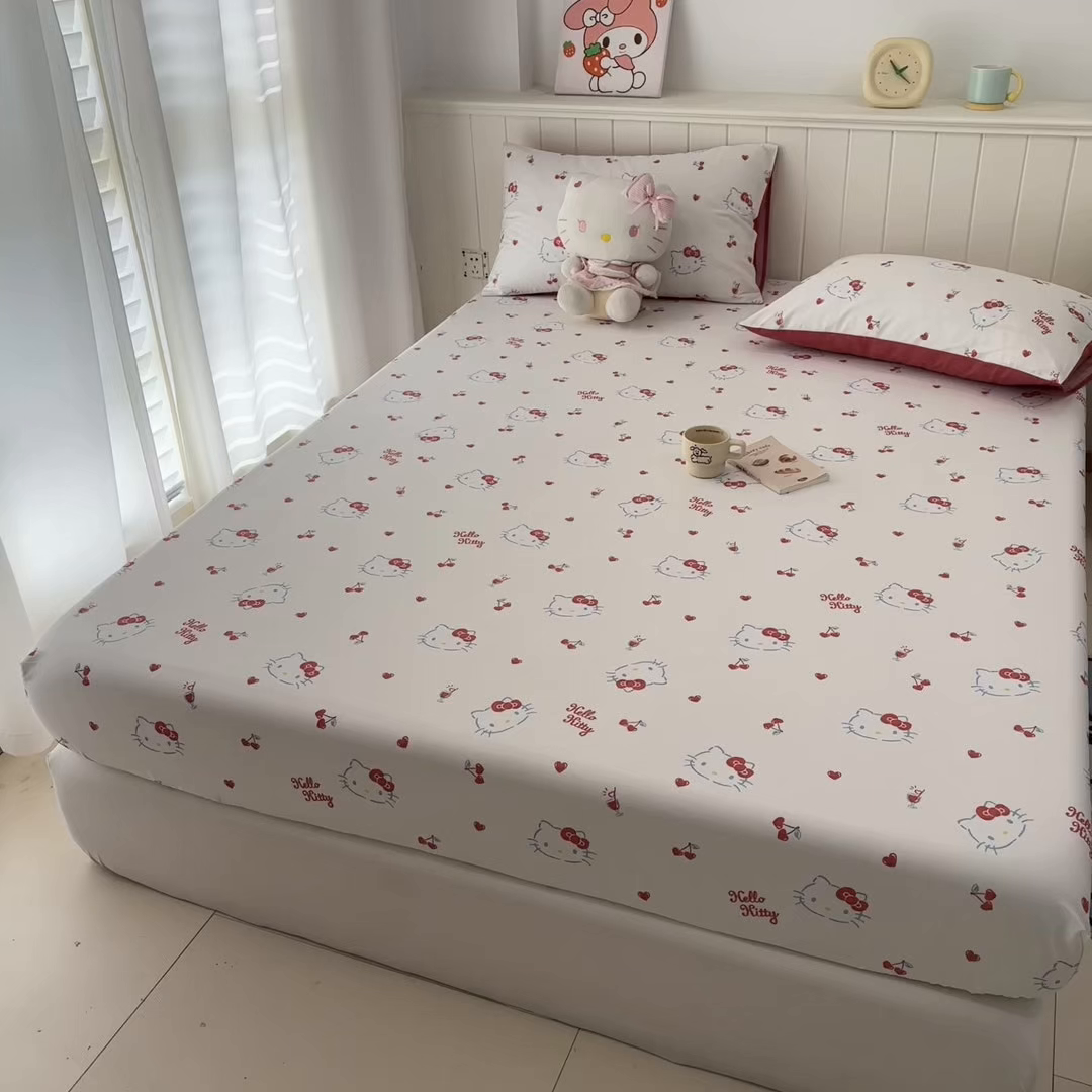91家纺网 家纺一手货源 找家纺 孩子王家纺 2026新款卡通全棉纯棉正版授权小版三丽鸥系列单床笠床笠单件单品床笠（含防伪码） 你好凯蒂