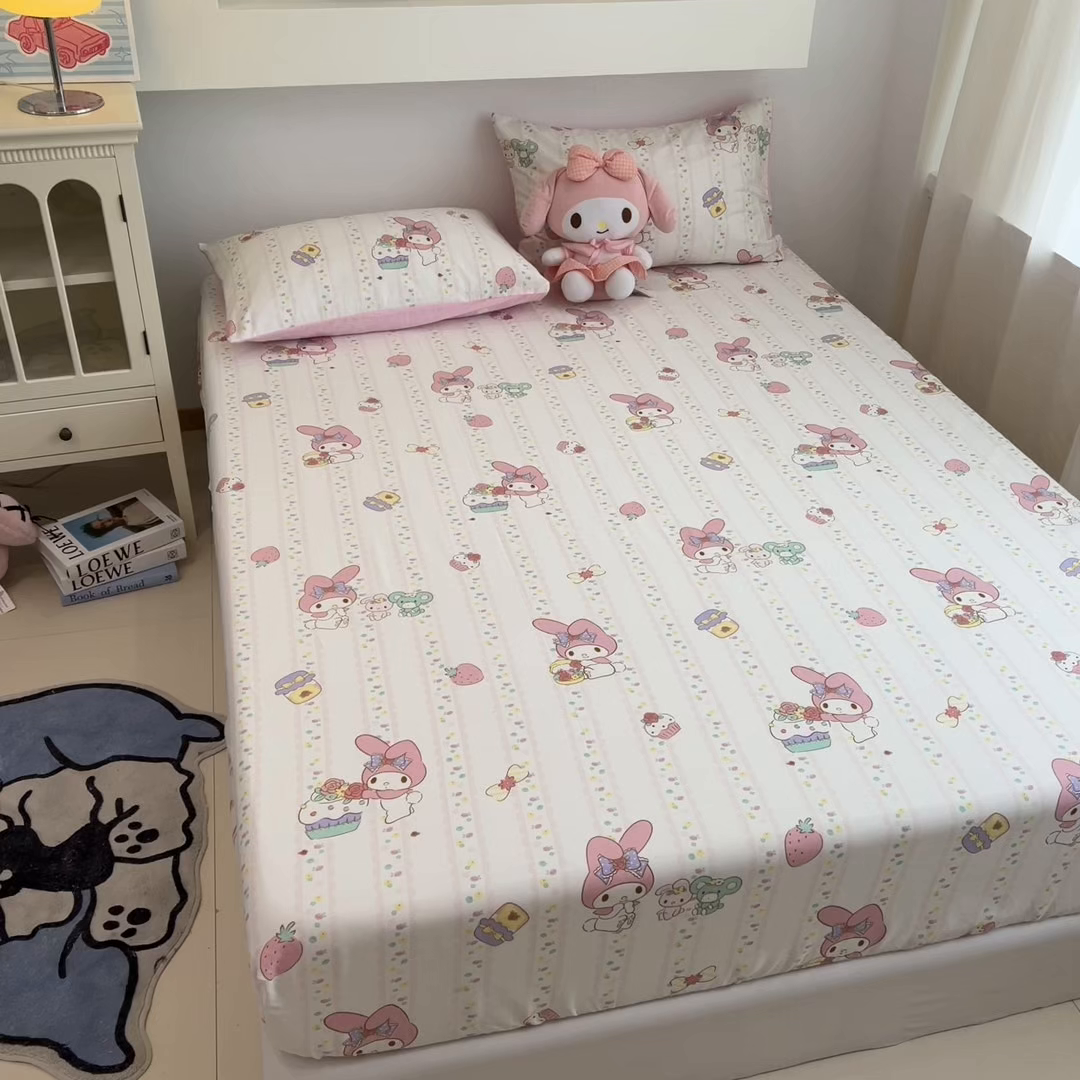 91家纺网 家纺一手货源 找家纺 孩子王家纺 2026新款卡通全棉纯棉正版授权小版三丽鸥系列单床笠床笠单件单品床笠（含防伪码） 俏皮美乐蒂