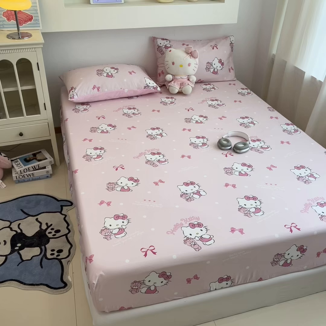 91家纺网 家纺一手货源 找家纺 孩子王家纺 2026新款卡通全棉纯棉正版授权小版三丽鸥系列单床笠床笠单件单品床笠（含防伪码） 甜甜kt