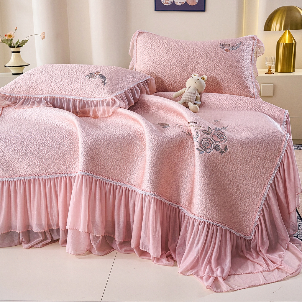 （总）梵克保罗 2026新款A类凉感豆豆席床裙款凉席席子-闭月羞花