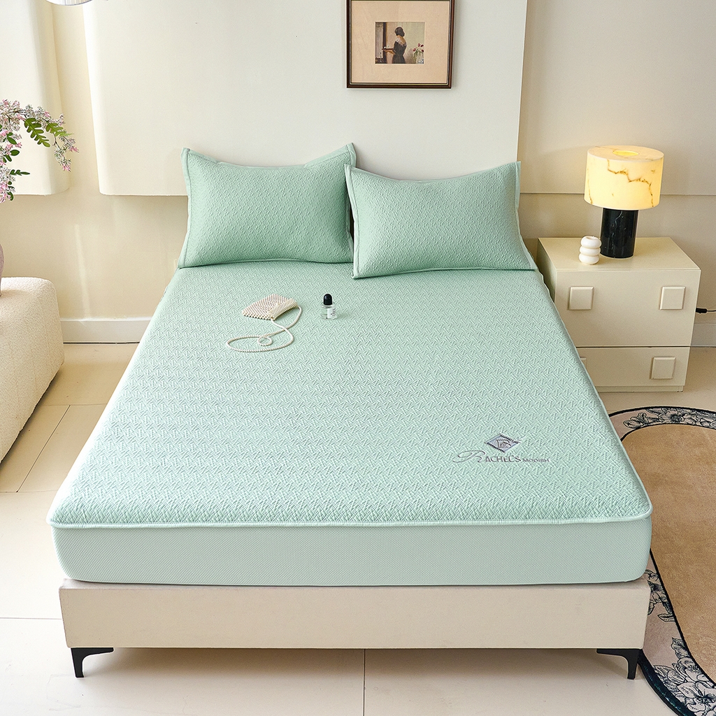 91家纺网 家纺一手货源 找家纺 梵克保罗 2026新款A类凉感豆豆席床笠款凉席席子-乐享生活 床笠款-乐享生活绿