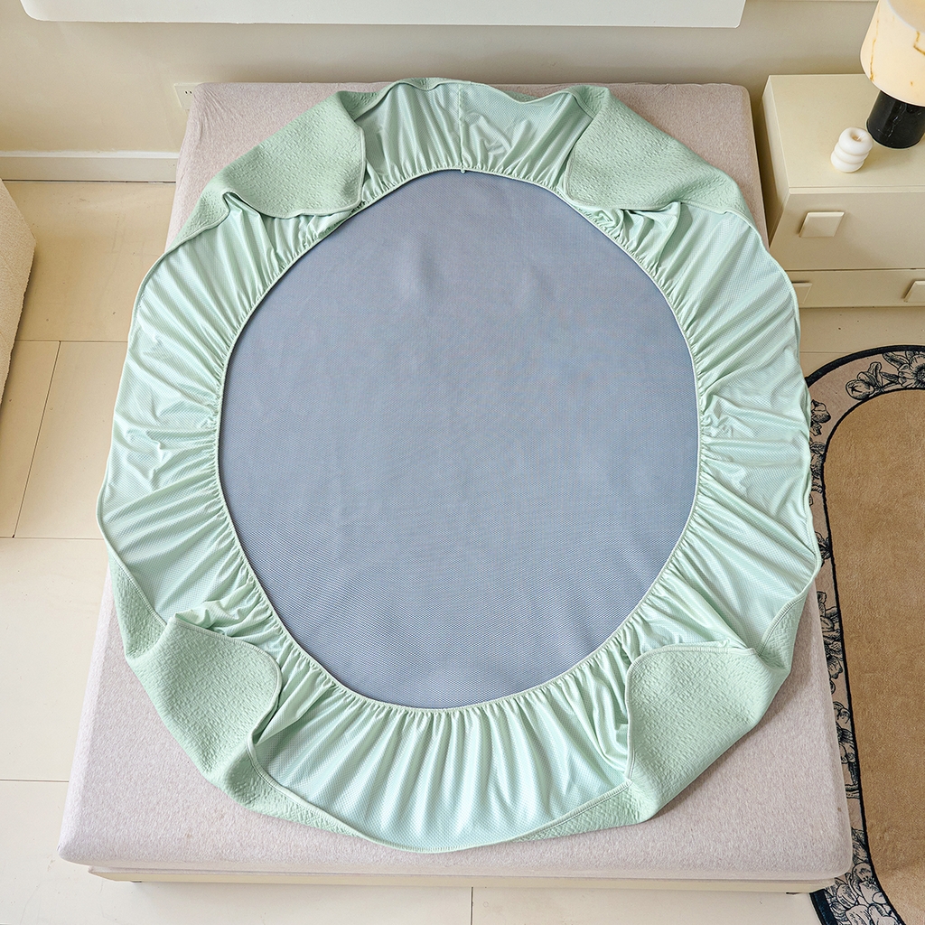 91家纺网 家纺一手货源 找家纺 梵克保罗 2026新款A类凉感豆豆席床笠款凉席席子-乐享生活 床笠款-乐享生活绿