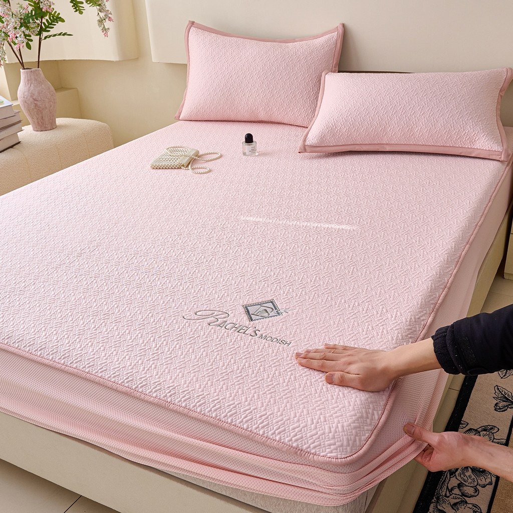 梵克保罗 2026新款A类凉感豆豆席床笠款凉席席子-乐享生活 床笠款-乐享生活粉