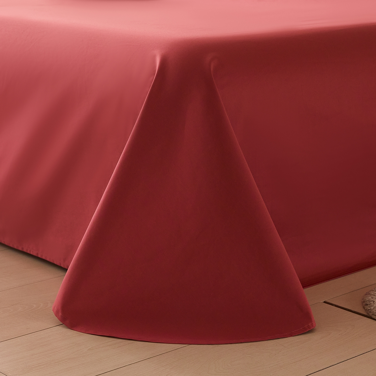 91家纺网 家纺一手货源 找家纺 置顶家纺 2026新款数码印花三角针贝壳边四件套-沐橙 沐橙-山红