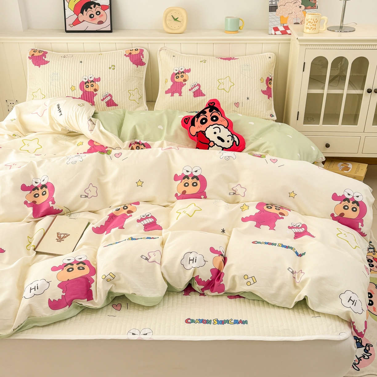 91家纺网 家纺一手货源 找家纺 孩子王家纺 2026新款Sanrio三丽鸥正版授权全棉纯棉夹棉多功能床垫-床盖（含防伪码） 童趣小新
