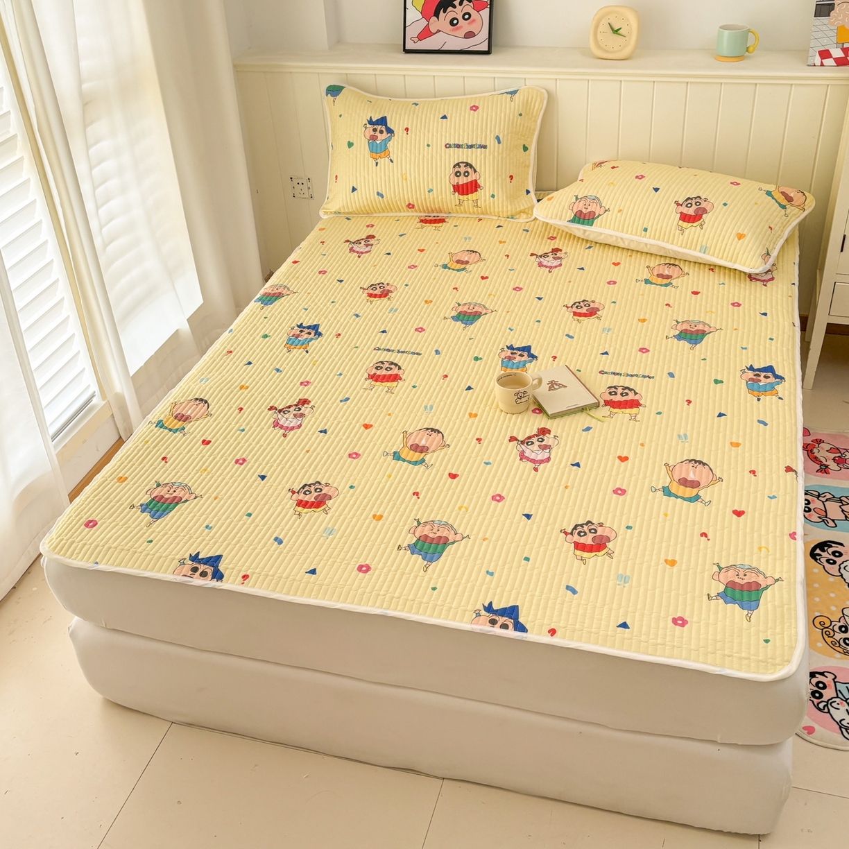 91家纺网 家纺一手货源 找家纺 孩子王家纺 2026新款Sanrio三丽鸥正版授权全棉纯棉夹棉多功能床垫-床盖（含防伪码） 春日部家族