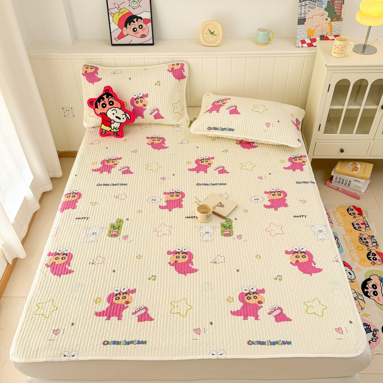 91家纺网 家纺一手货源 找家纺 孩子王家纺 2026新款Sanrio三丽鸥正版授权全棉纯棉夹棉多功能床垫-床盖（含防伪码） 童趣小新