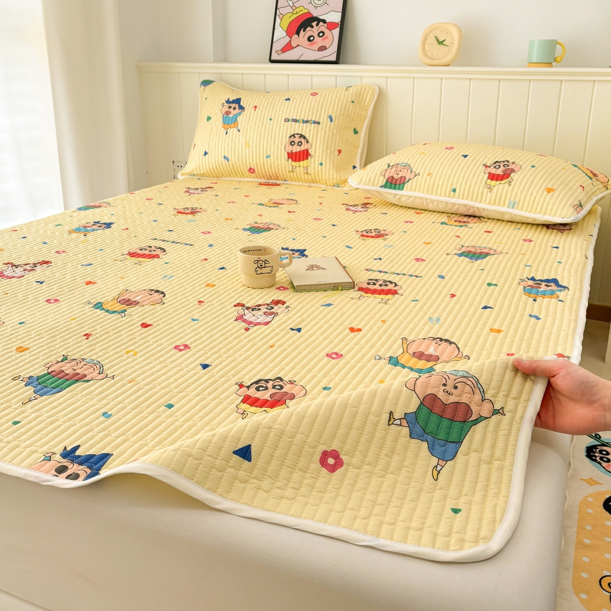 孩子王家纺 2026新款Sanrio三丽鸥正版授权全棉纯棉夹棉多功能床垫-床盖（含防伪码） 春日部家族